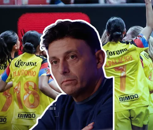 Ángel Villacampa lanza dardo a Antonio Contreras después de la victoria del América Femenil Ángel Villacampa lanza dardo a Antonio Contreras después de la victoria del América Femenil