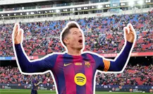 Robert Lewandowski anota el primer gol del Barcelona en su regreso al Camp Nou