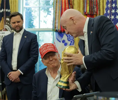 Donald Trump, Presidente de Estados Unidos, también daría un discurso para todo el mundo en la ceremonia del sorteo del Mundial de 2026. Getty Images